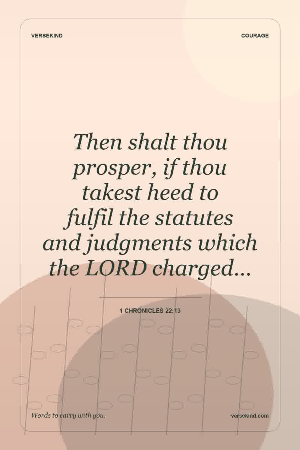 Then shalt thou prosper, if thou takest heed to fulfil the statutes and judgments which the LORD charged… — 1 Chronicles 22:13