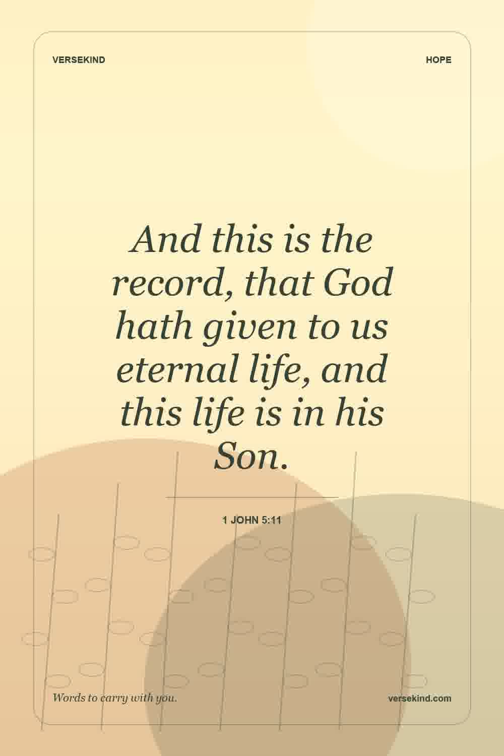 And this is the record, that God hath given to us eternal life, and this life is in his Son. — 1 John 5:11