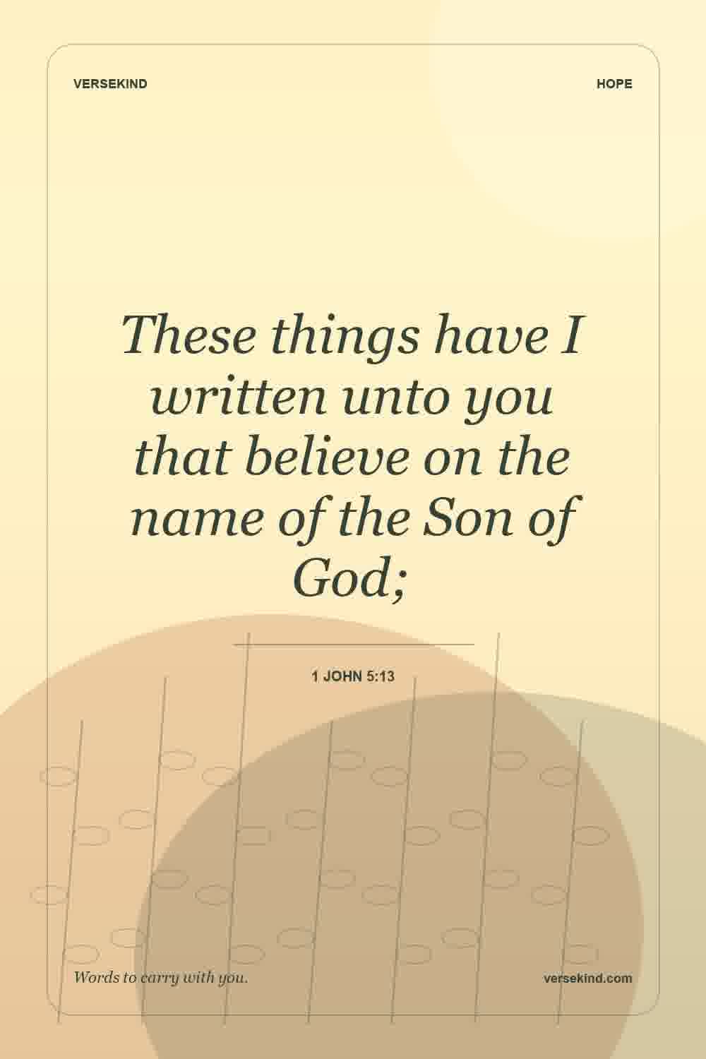 These things have I written unto you that believe on the name of the Son of God; — 1 John 5:13