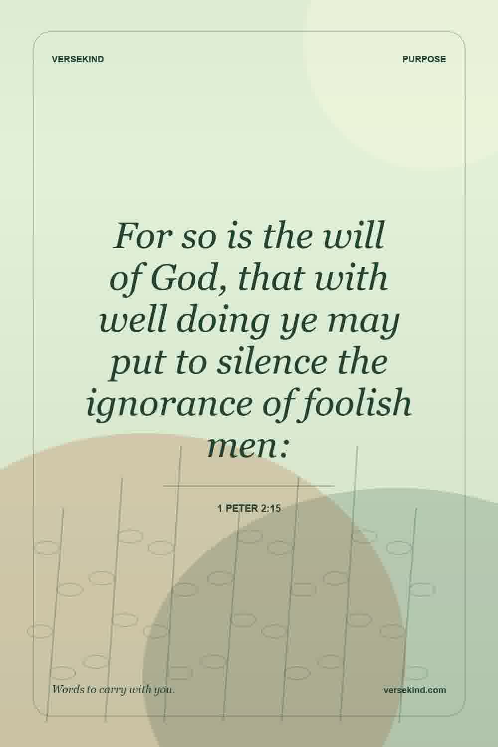 For so is the will of God, that with well doing ye may put to silence the ignorance of foolish men: — 1 Peter 2:15