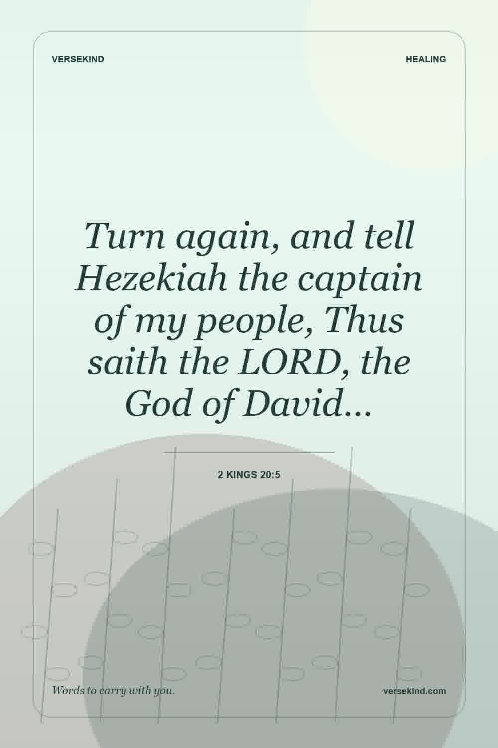 Turn again, and tell Hezekiah the captain of my people, Thus saith the LORD, the God of David… — 2 Kings 20:5