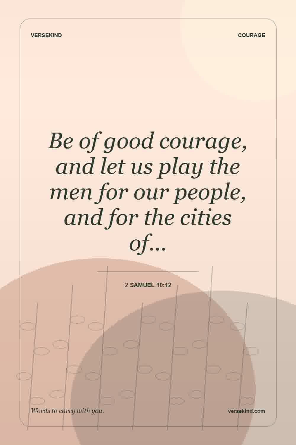 Be of good courage, and let us play the men for our people, and for the cities of… — 2 Samuel 10:12