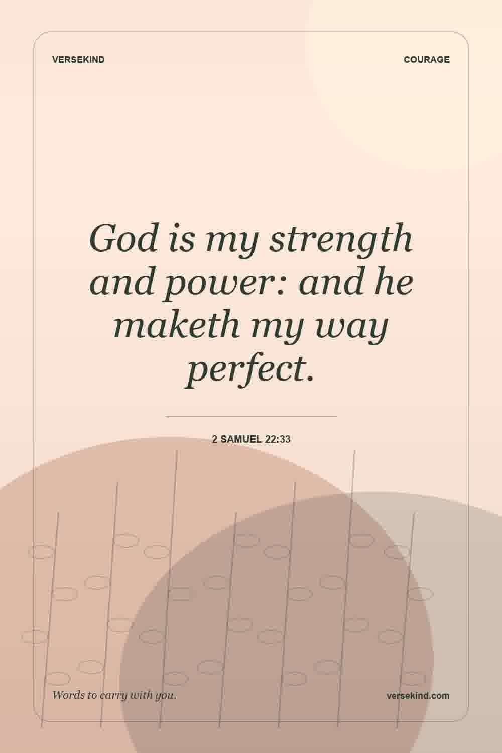 God is my strength and power: and he maketh my way perfect. — 2 Samuel 22:33