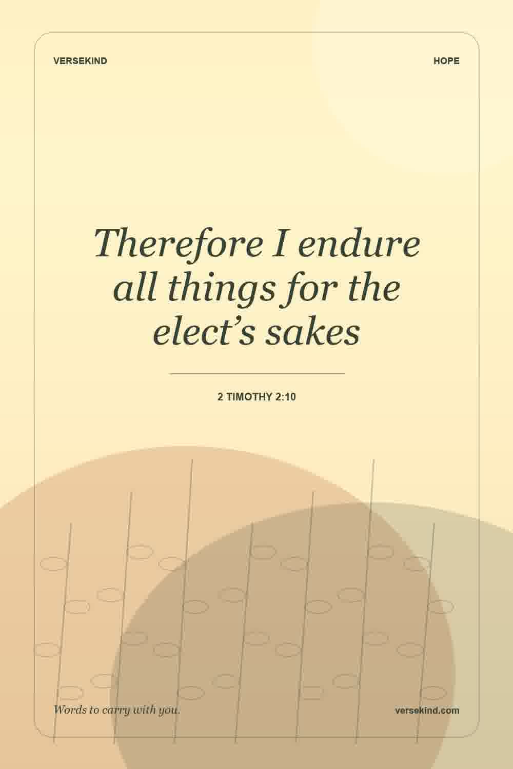 Therefore I endure all things for the elect’s sakes — 2 Timothy 2:10