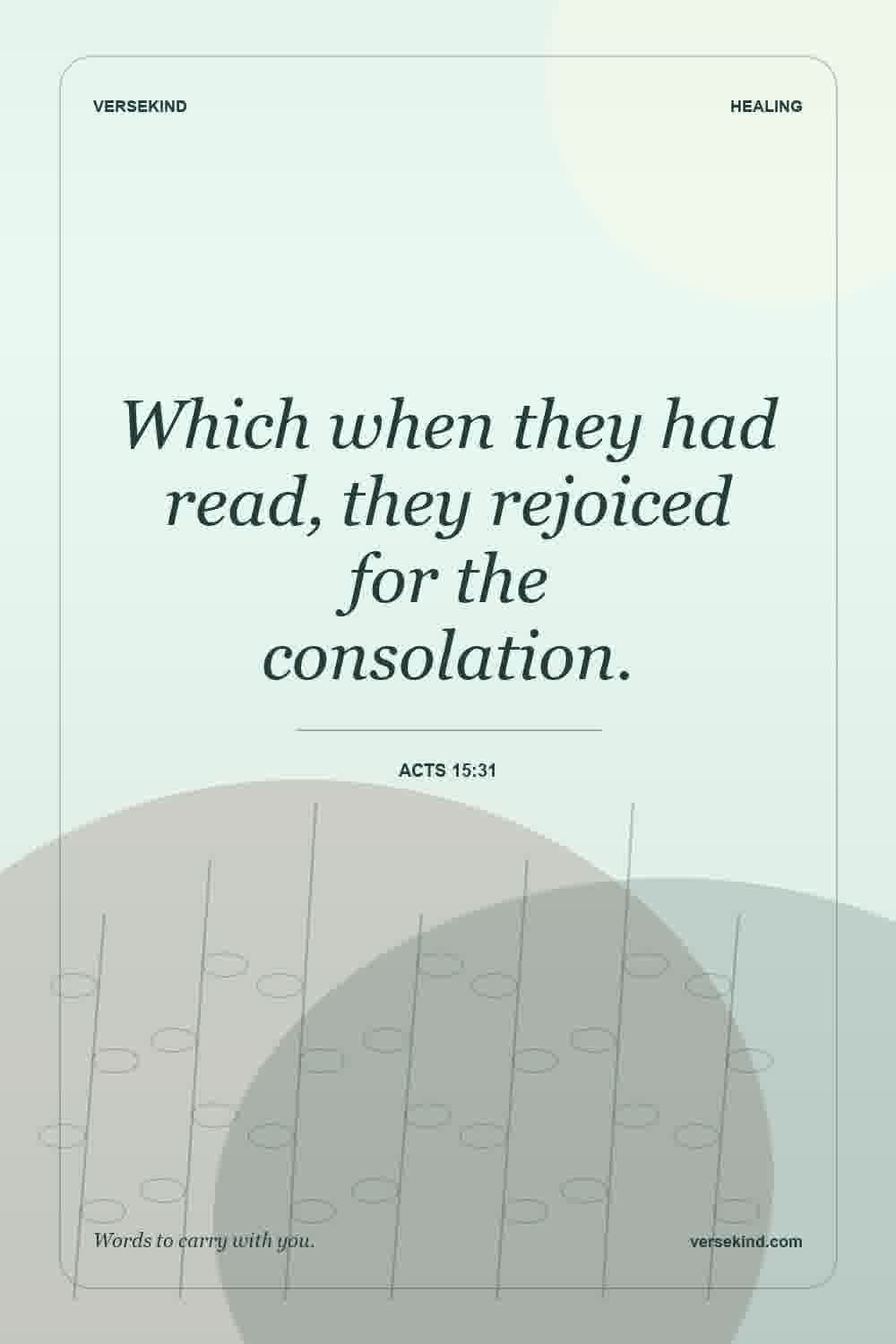 Which when they had read, they rejoiced for the consolation. — Acts 15:31