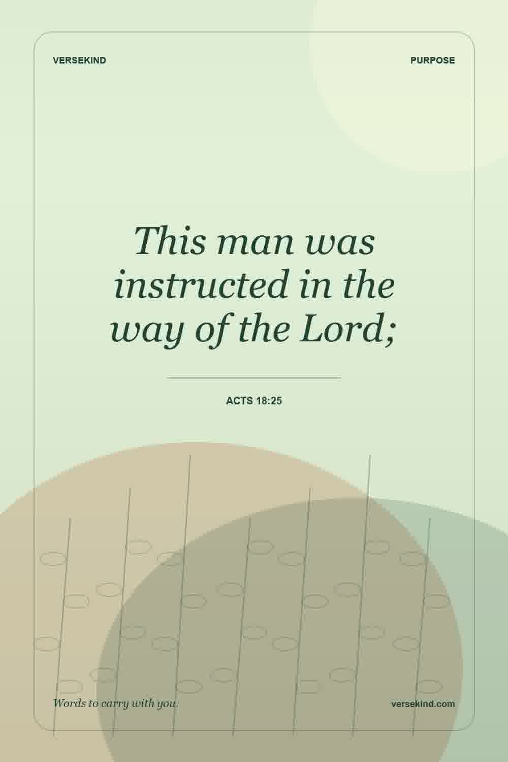This man was instructed in the way of the Lord; — Acts 18:25