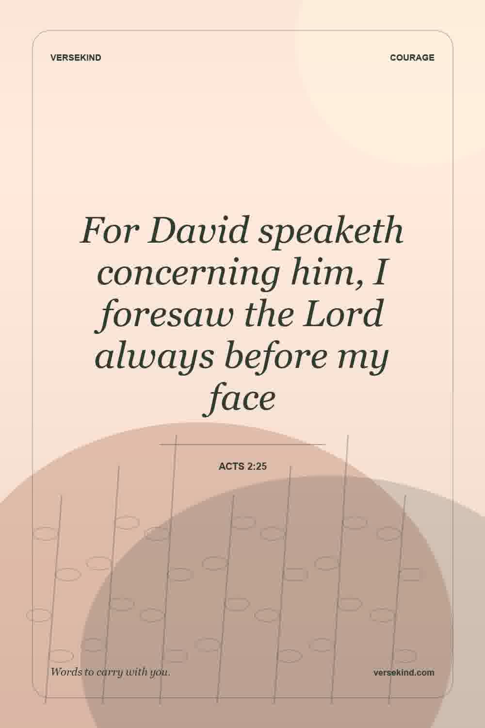 For David speaketh concerning him, I foresaw the Lord always before my face — Acts 2:25