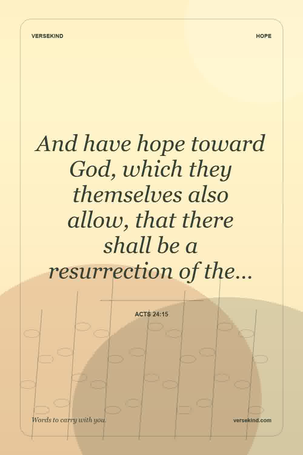 And have hope toward God, which they themselves also allow, that there shall be a resurrection of the… — Acts 24:15