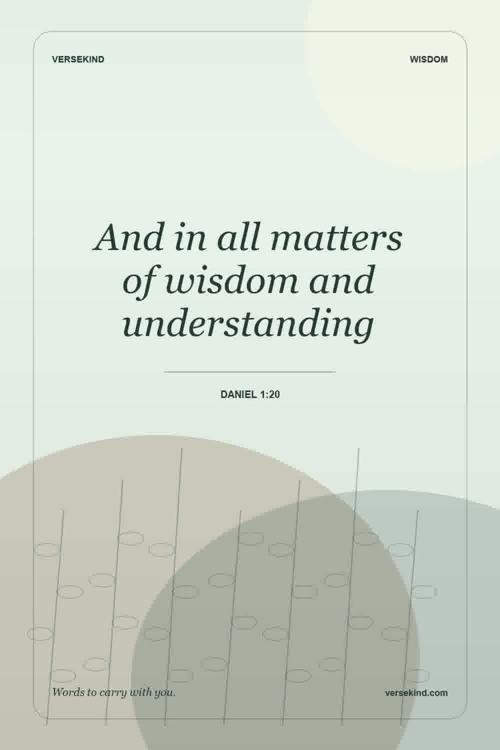 And in all matters of wisdom and understanding — Daniel 1:20