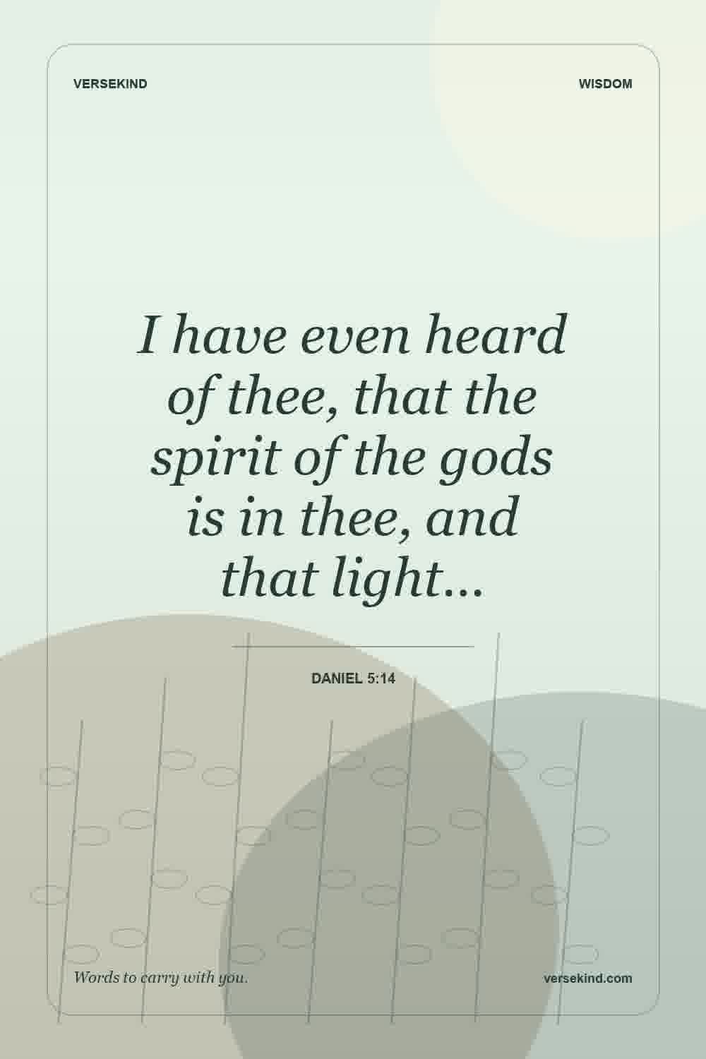 I have even heard of thee, that the spirit of the gods is in thee, and that light… — Daniel 5:14