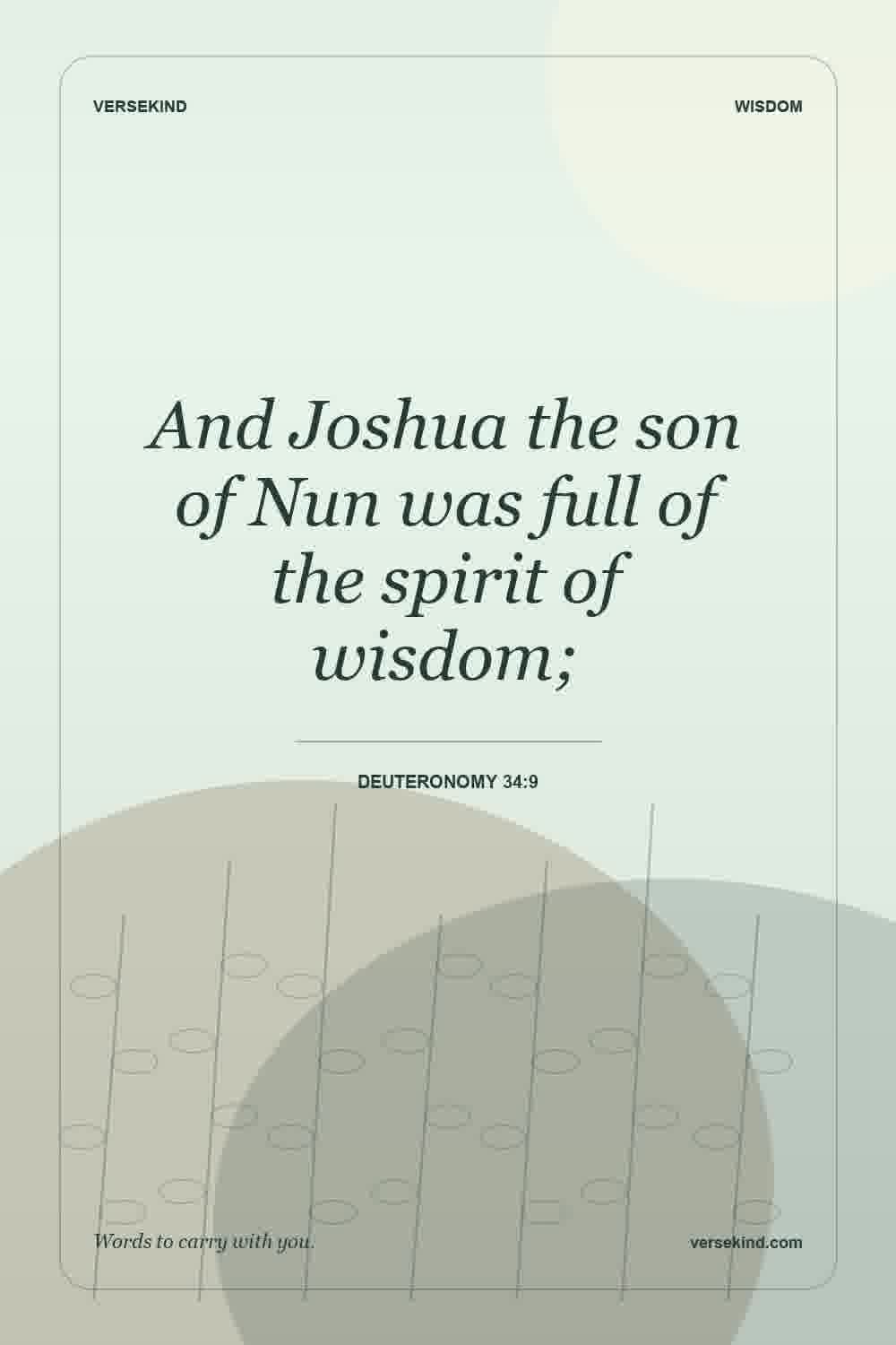 And Joshua the son of Nun was full of the spirit of wisdom; — Deuteronomy 34:9