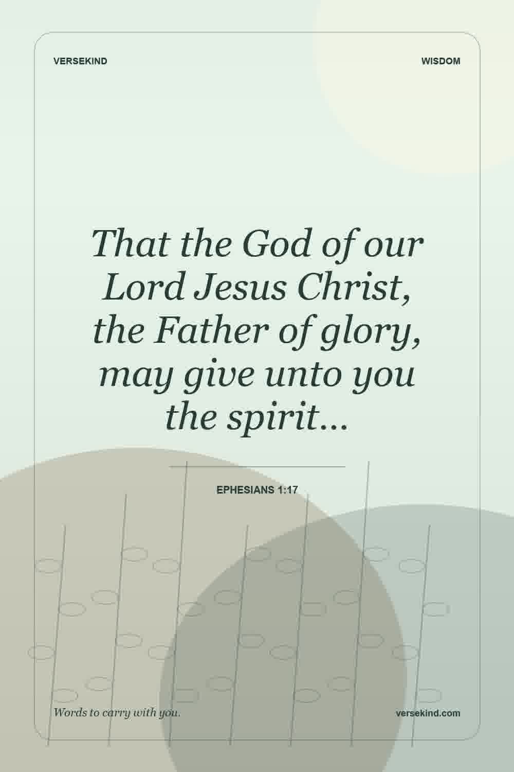 That the God of our Lord Jesus Christ, the Father of glory, may give unto you the spirit… — Ephesians 1:17