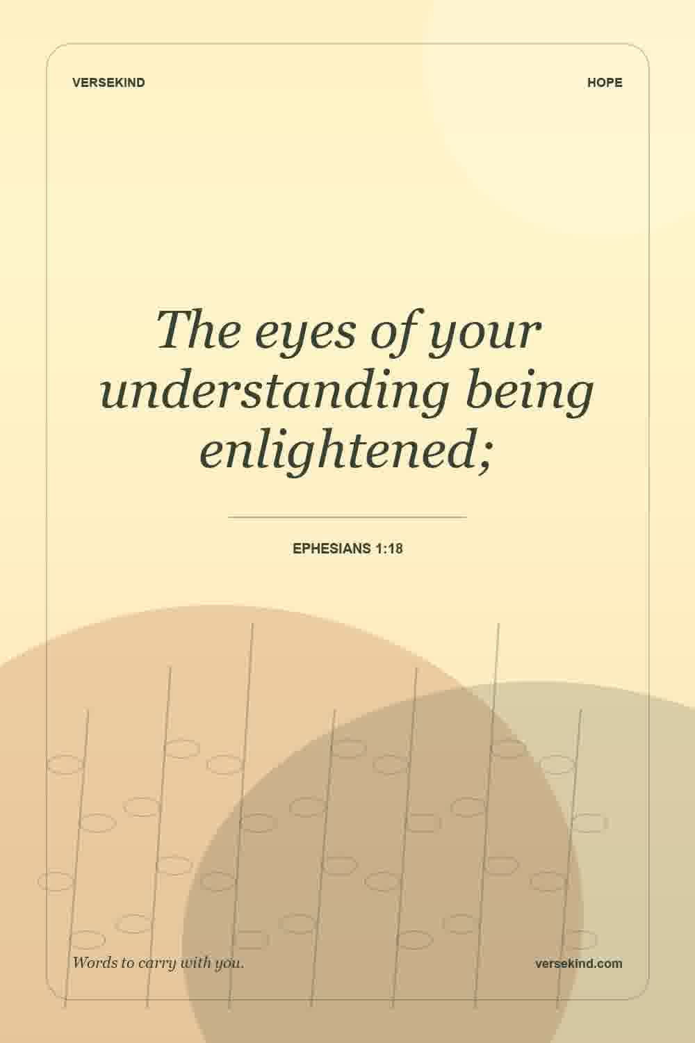 The eyes of your understanding being enlightened; — Ephesians 1:18