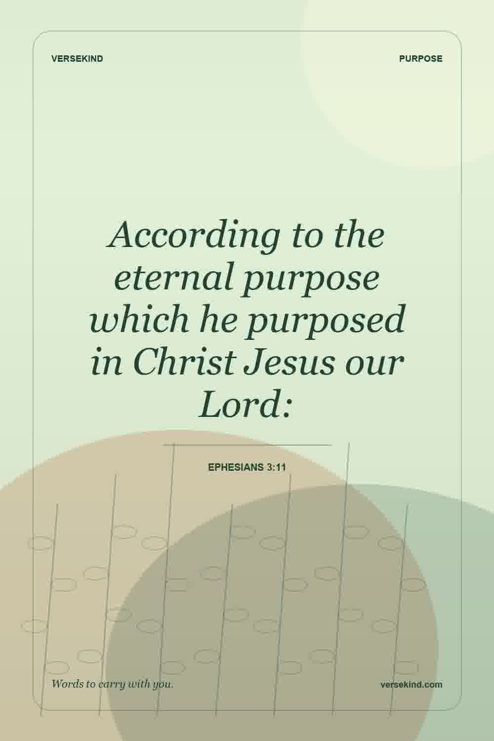 According to the eternal purpose which he purposed in Christ Jesus our Lord: — Ephesians 3:11