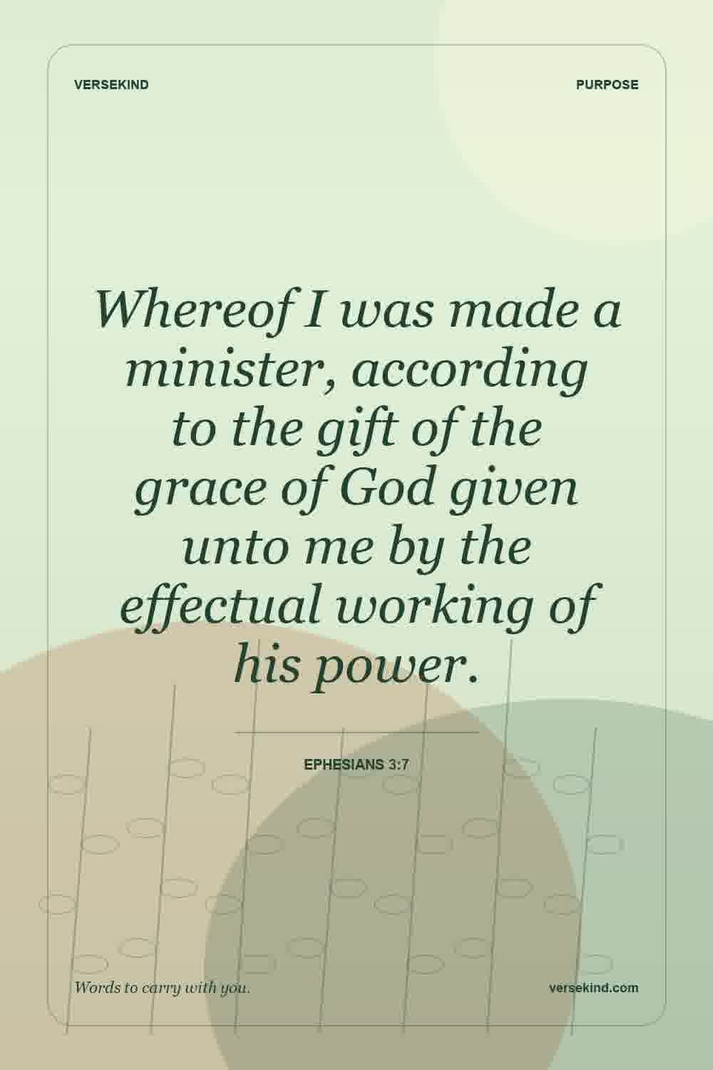 Whereof I was made a minister, according to the gift of the grace of God given unto me by the effectual working of his power. — Ephesians 3:7