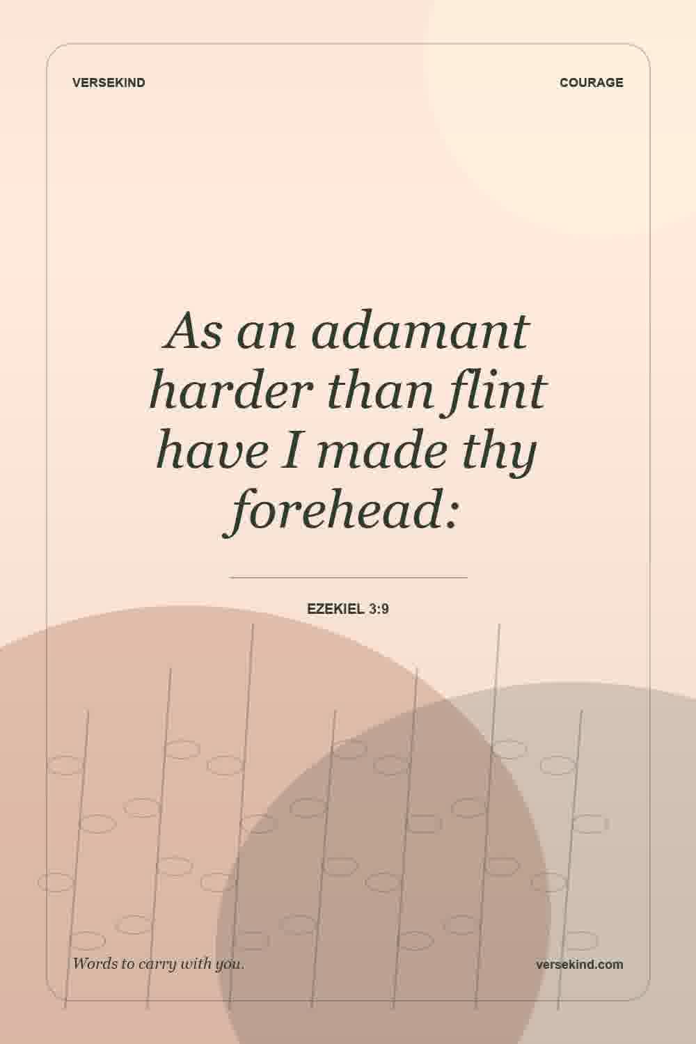 As an adamant harder than flint have I made thy forehead: — Ezekiel 3:9