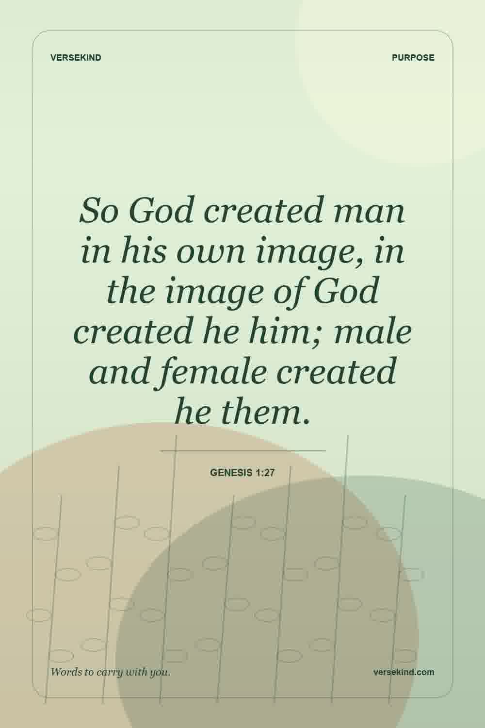 So God created man in his own image, in the image of God created he him; male and female created he them. — Genesis 1:27