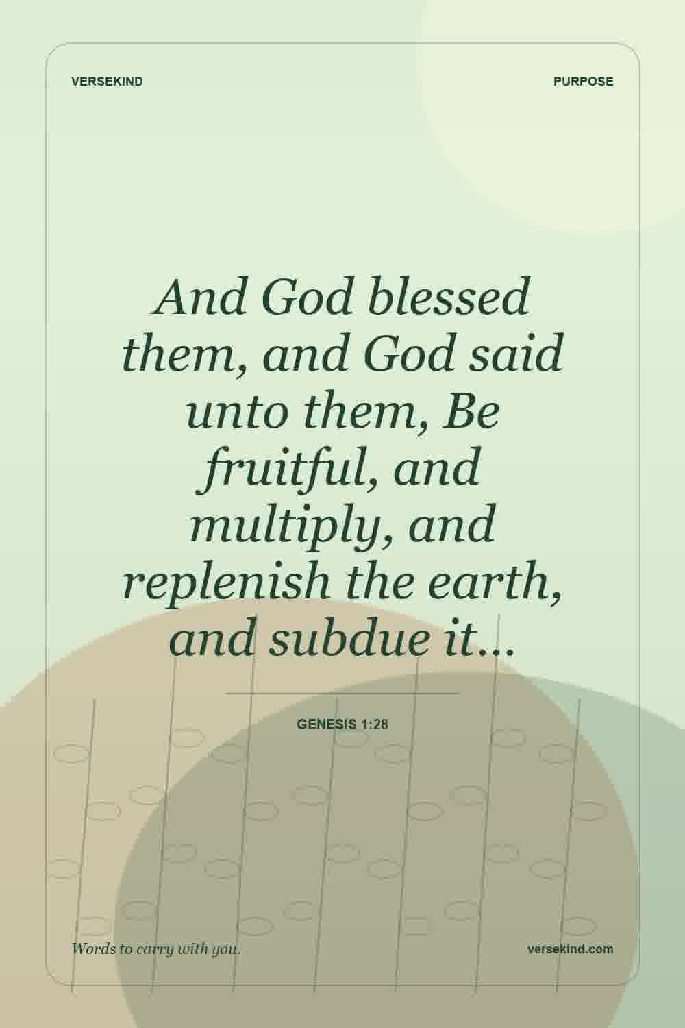 And God blessed them, and God said unto them, Be fruitful, and multiply, and replenish the earth, and subdue it… — Genesis 1:28
