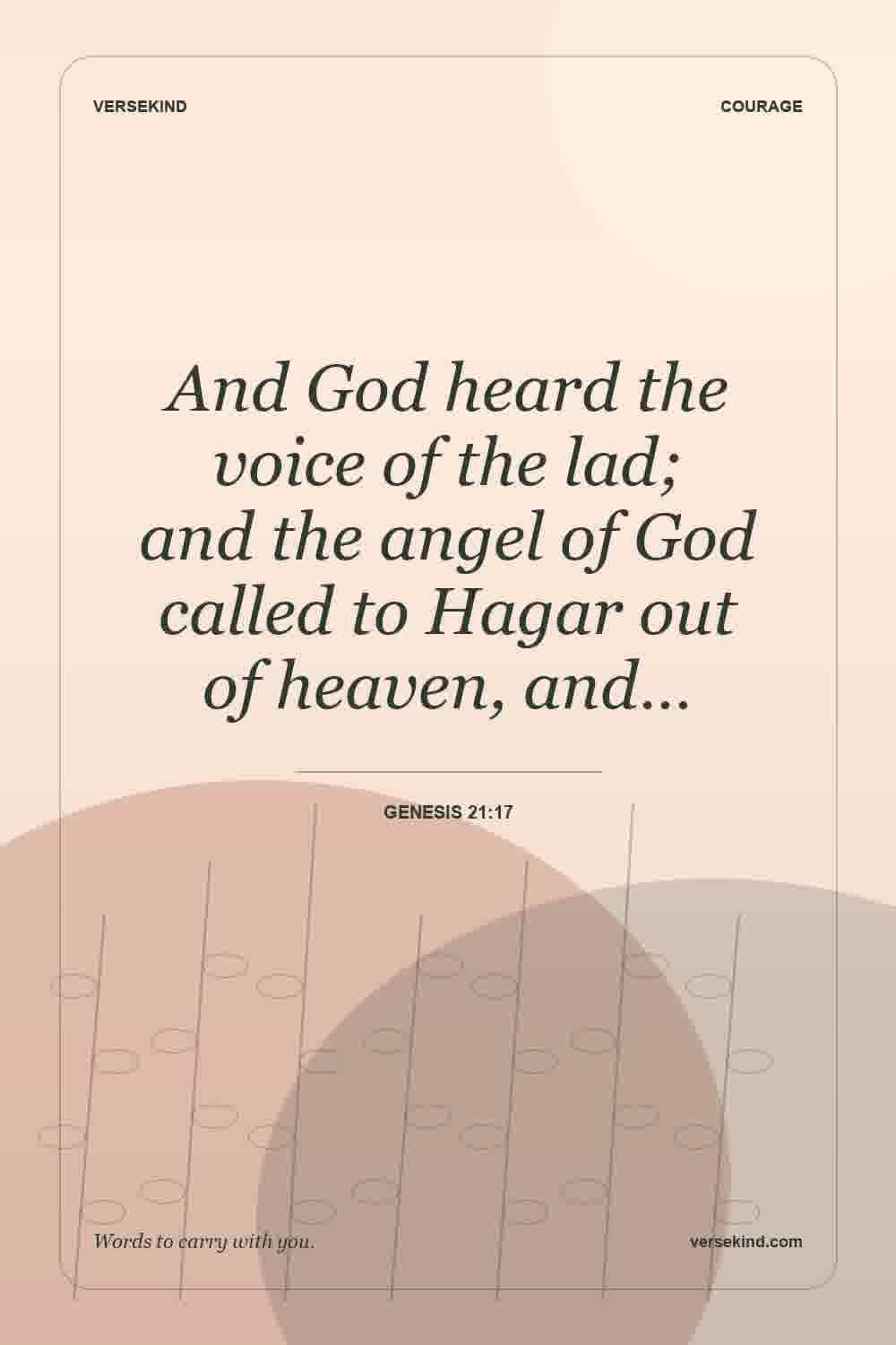 And God heard the voice of the lad; and the angel of God called to Hagar out of heaven, and… — Genesis 21:17