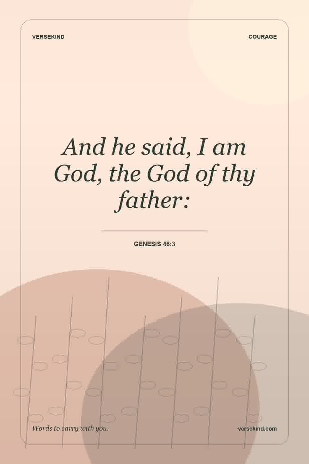 And he said, I am God, the God of thy father: — Genesis 46:3