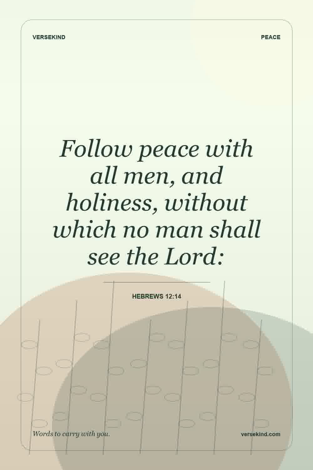 Follow peace with all men, and holiness, without which no man shall see the Lord: — Hebrews 12:14