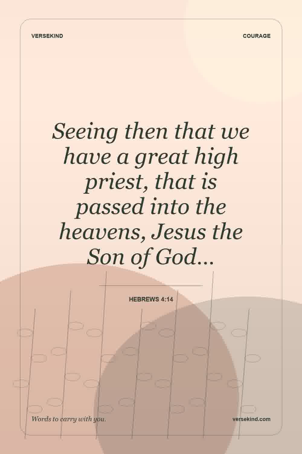 Seeing then that we have a great high priest, that is passed into the heavens, Jesus the Son of God… — Hebrews 4:14