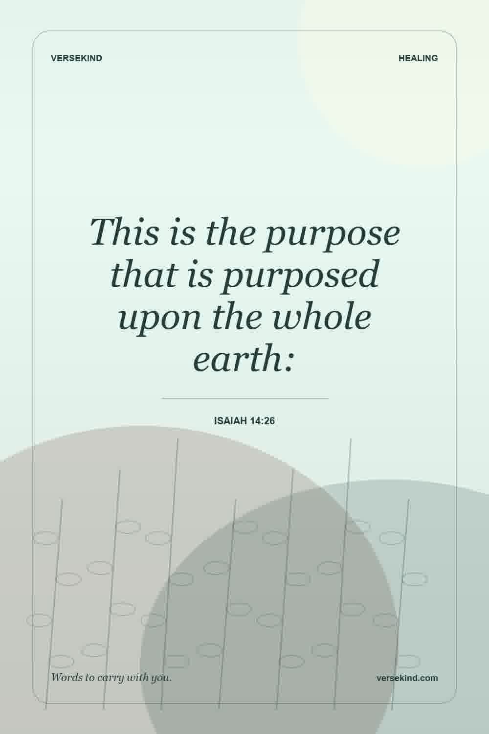 This is the purpose that is purposed upon the whole earth: — Isaiah 14:26