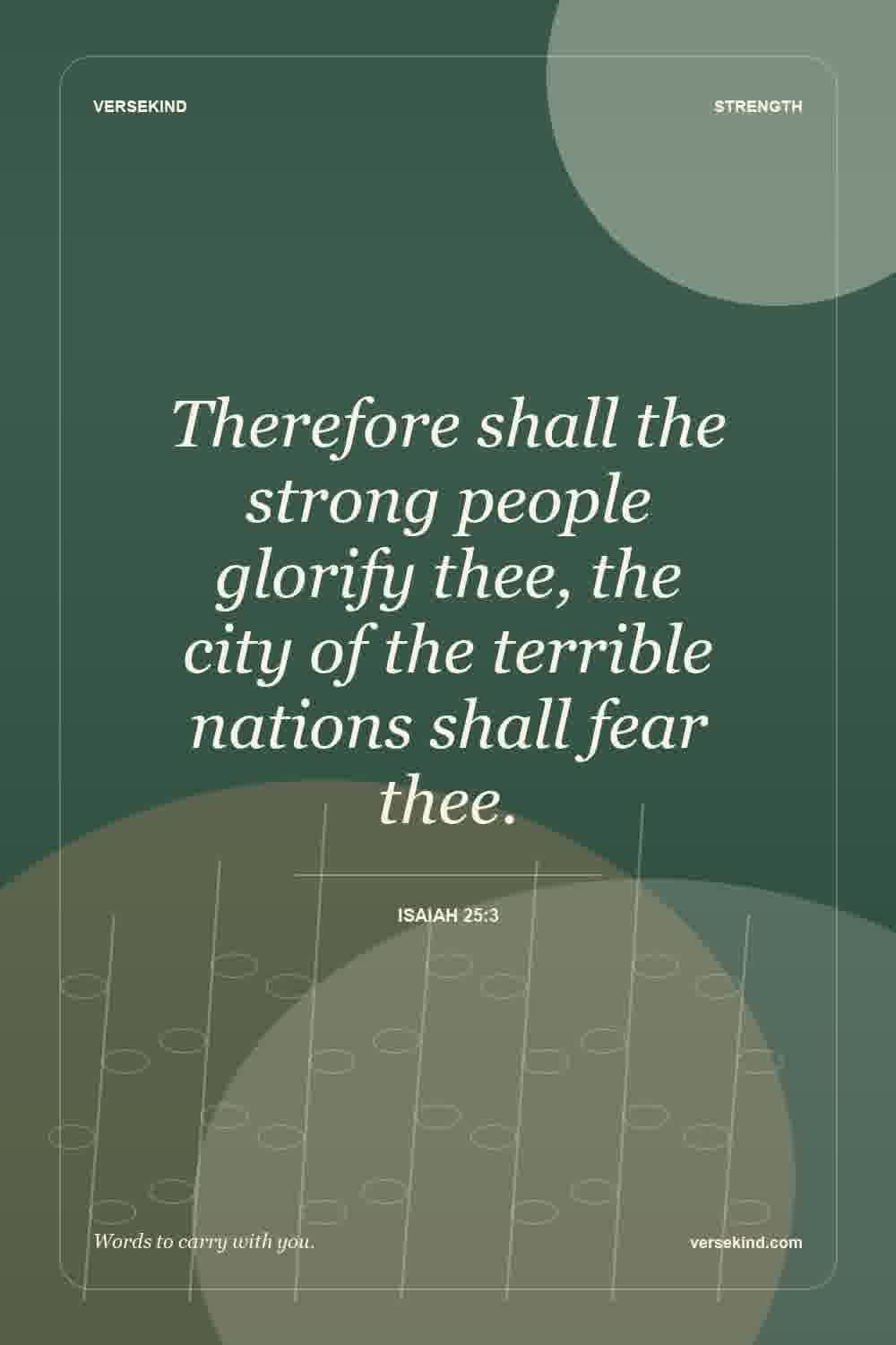 Therefore shall the strong people glorify thee, the city of the terrible nations shall fear thee. — Isaiah 25:3