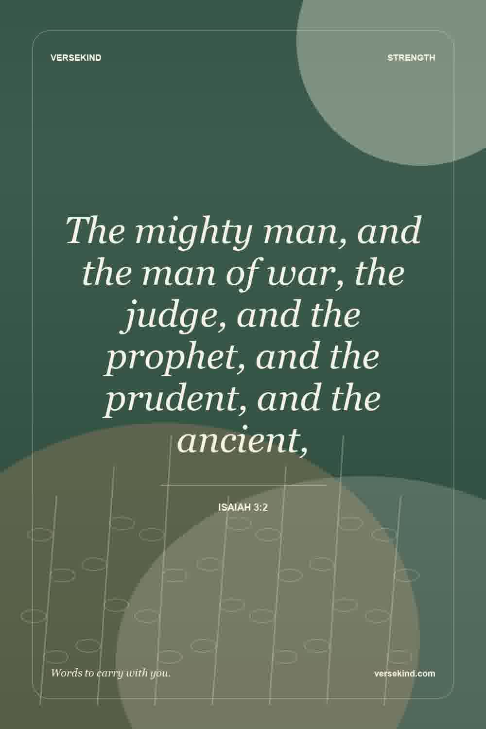 The mighty man, and the man of war, the judge, and the prophet, and the prudent, and the ancient, — Isaiah 3:2