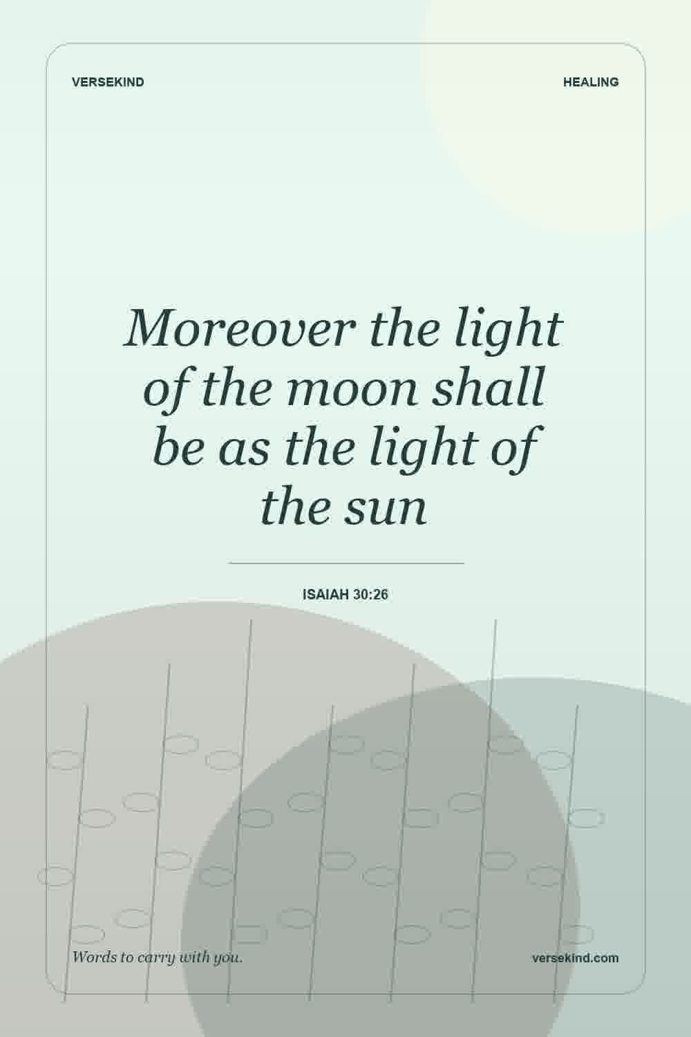 Moreover the light of the moon shall be as the light of the sun — Isaiah 30:26