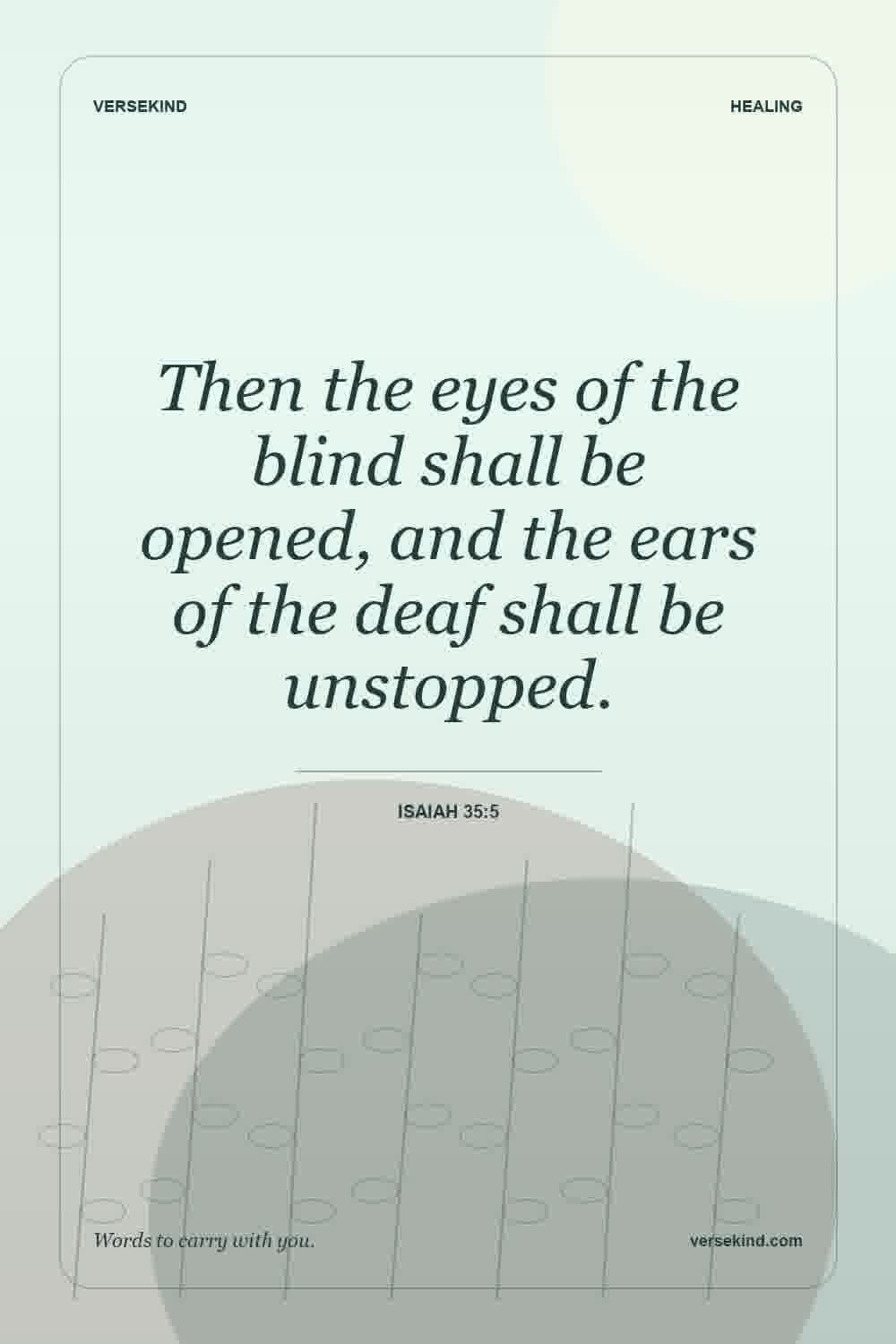 Then the eyes of the blind shall be opened, and the ears of the deaf shall be unstopped. — Isaiah 35:5