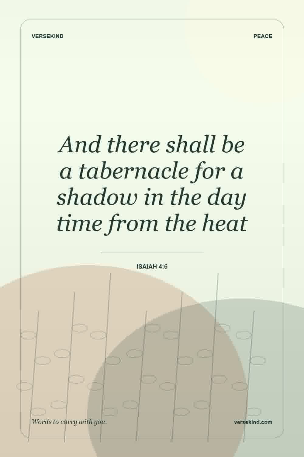 And there shall be a tabernacle for a shadow in the day time from the heat — Isaiah 4:6
