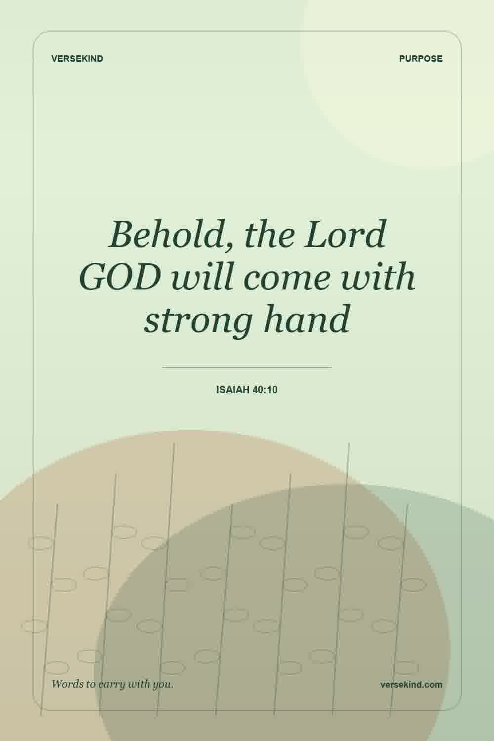 Behold, the Lord GOD will come with strong hand — Isaiah 40:10