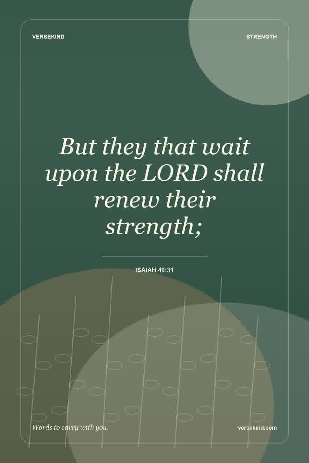 But they that wait upon the LORD shall renew their strength; — Isaiah 40:31