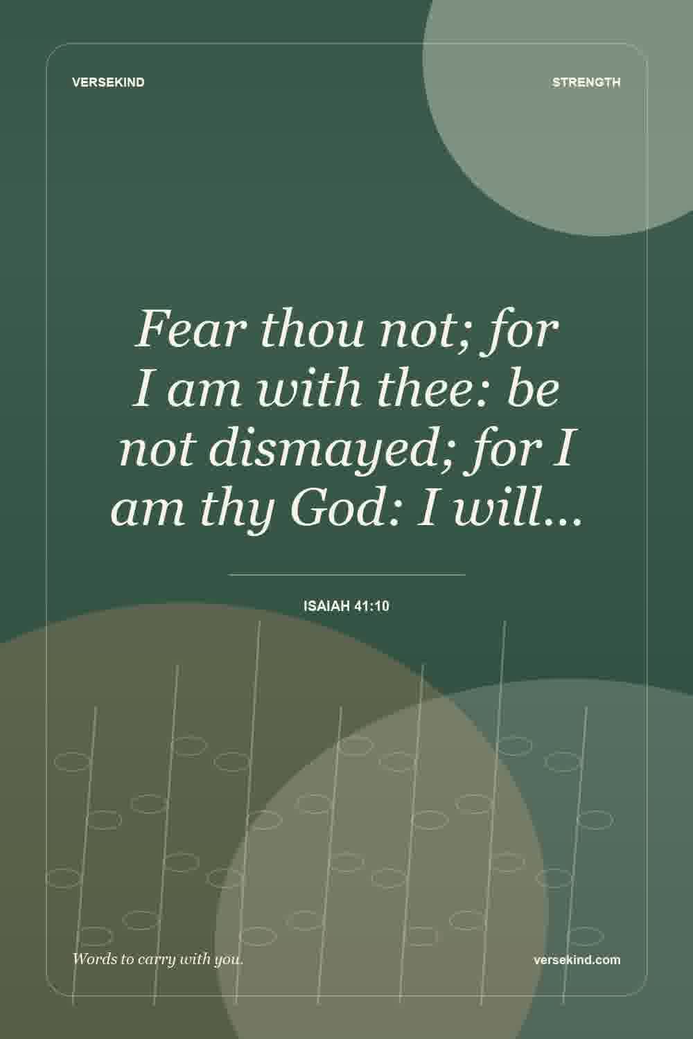 Fear thou not; for I am with thee: be not dismayed; for I am thy God: I will… — Isaiah 41:10