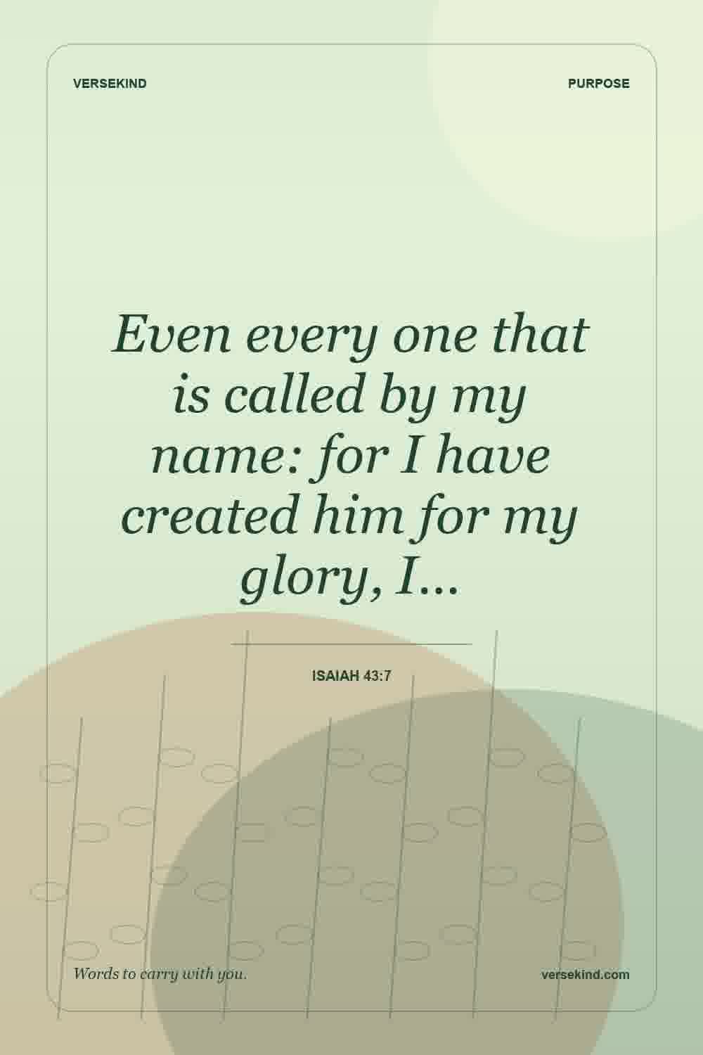 Even every one that is called by my name: for I have created him for my glory, I… — Isaiah 43:7