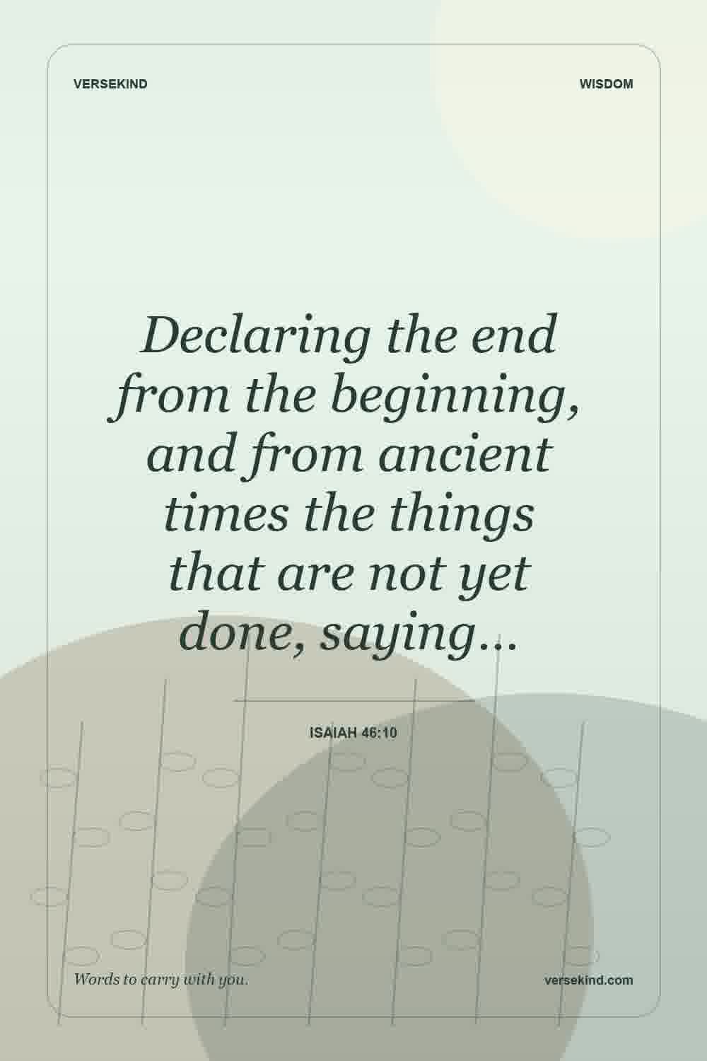 Declaring the end from the beginning, and from ancient times the things that are not yet done, saying… — Isaiah 46:10