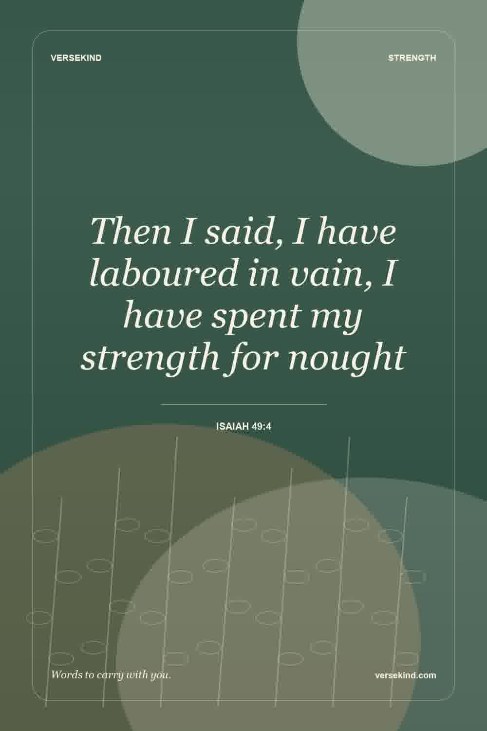 Then I said, I have laboured in vain, I have spent my strength for nought — Isaiah 49:4