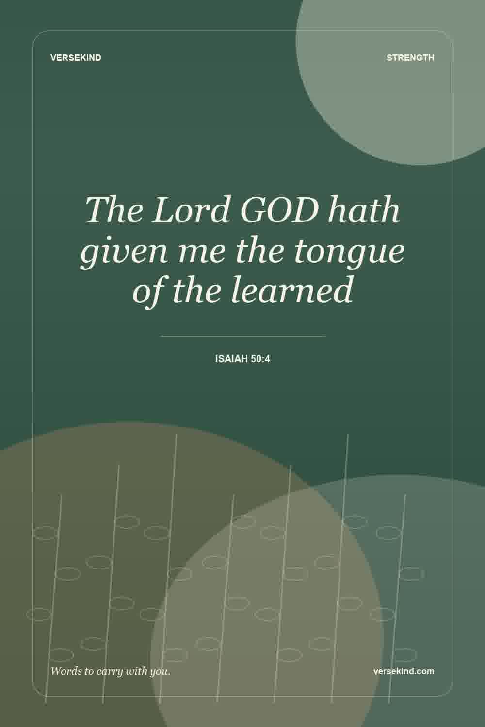The Lord GOD hath given me the tongue of the learned — Isaiah 50:4