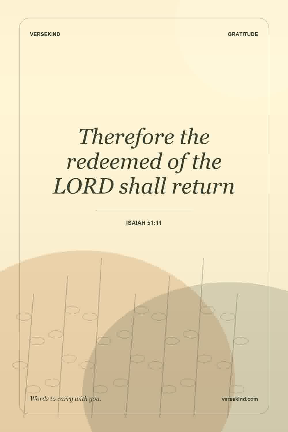 Therefore the redeemed of the LORD shall return — Isaiah 51:11