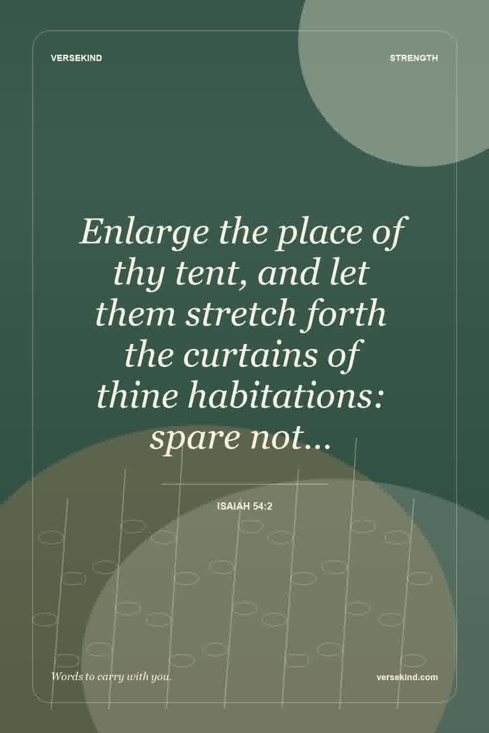 Enlarge the place of thy tent, and let them stretch forth the curtains of thine habitations: spare not… — Isaiah 54:2