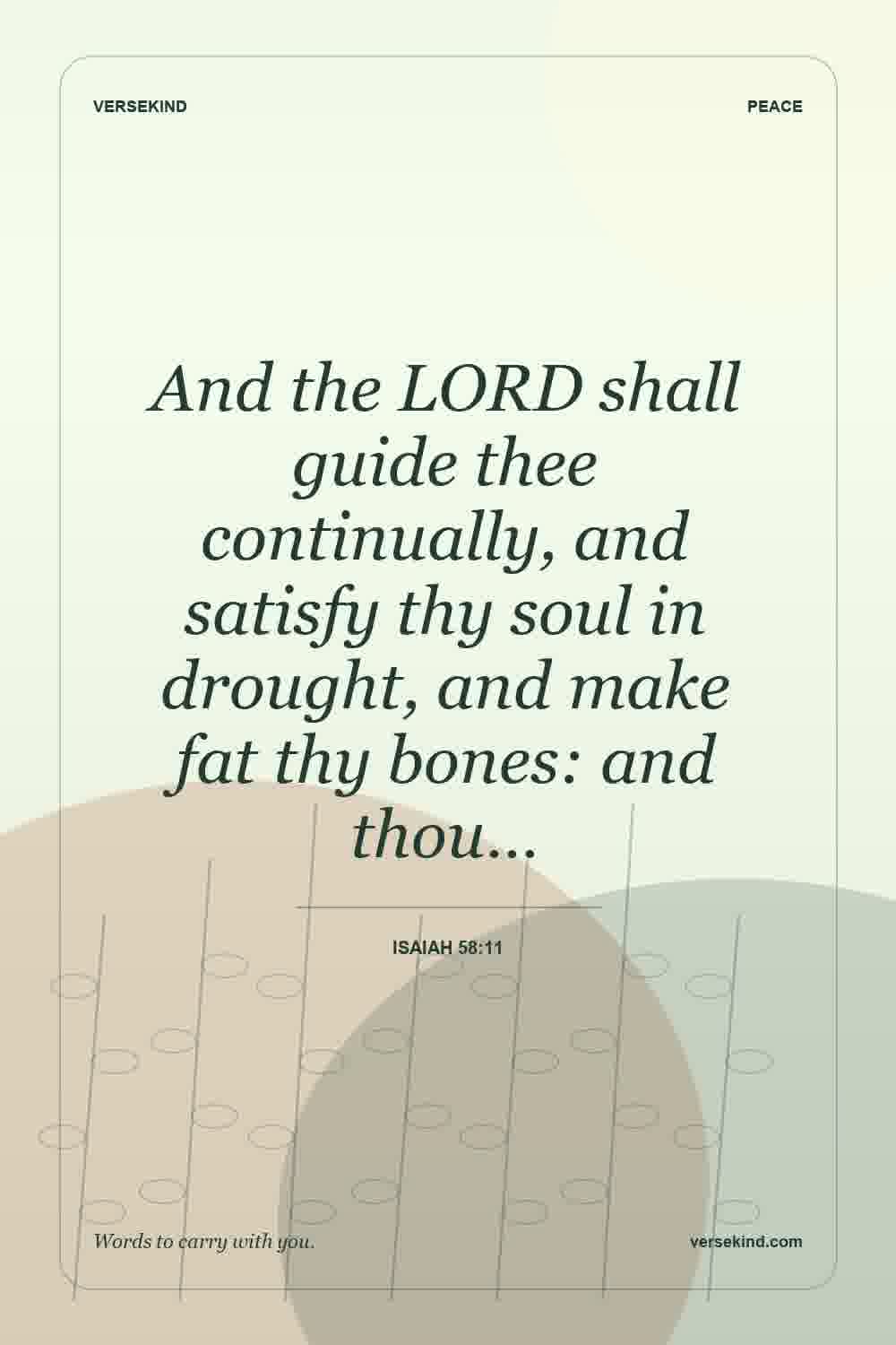 And the LORD shall guide thee continually, and satisfy thy soul in drought, and make fat thy bones: and thou… — Isaiah 58:11