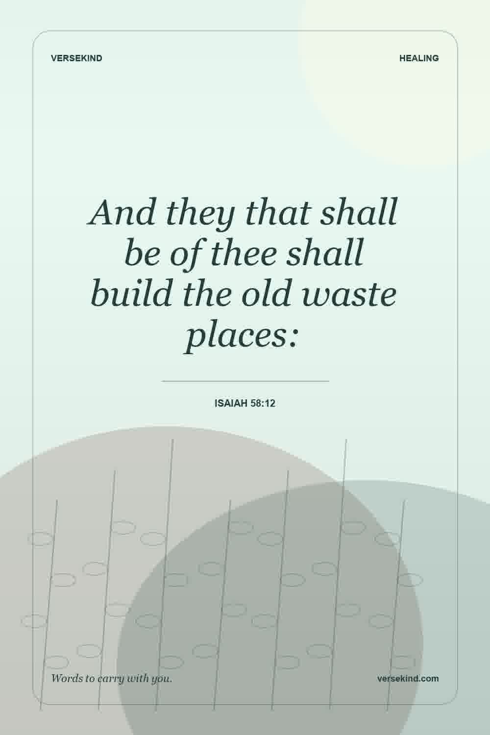 And they that shall be of thee shall build the old waste places: — Isaiah 58:12