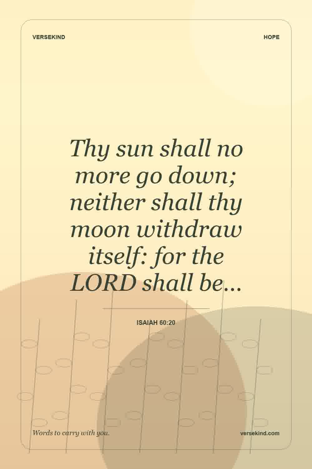 Thy sun shall no more go down; neither shall thy moon withdraw itself: for the LORD shall be… — Isaiah 60:20