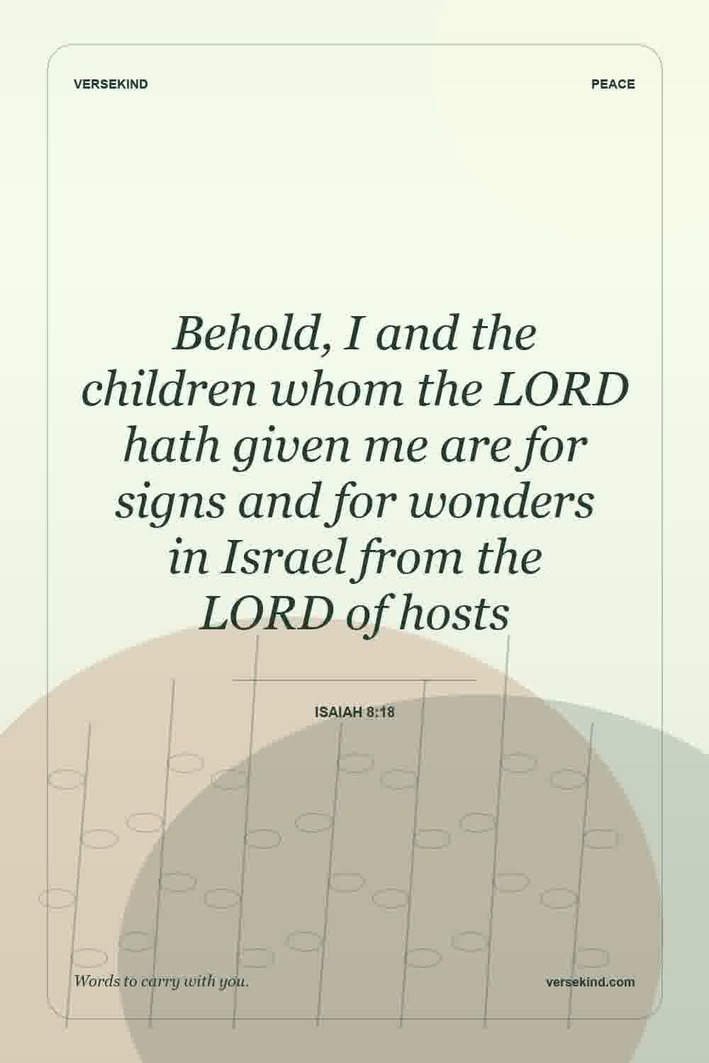 Behold, I and the children whom the LORD hath given me are for signs and for wonders in Israel from the LORD of hosts — Isaiah 8:18
