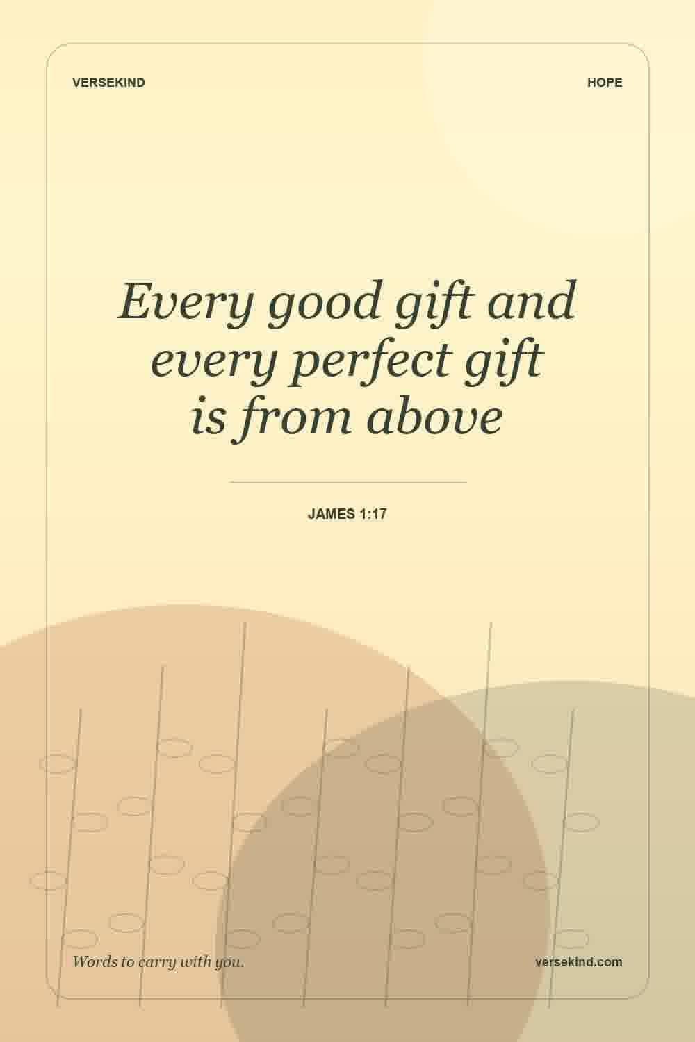 Every good gift and every perfect gift is from above — James 1:17