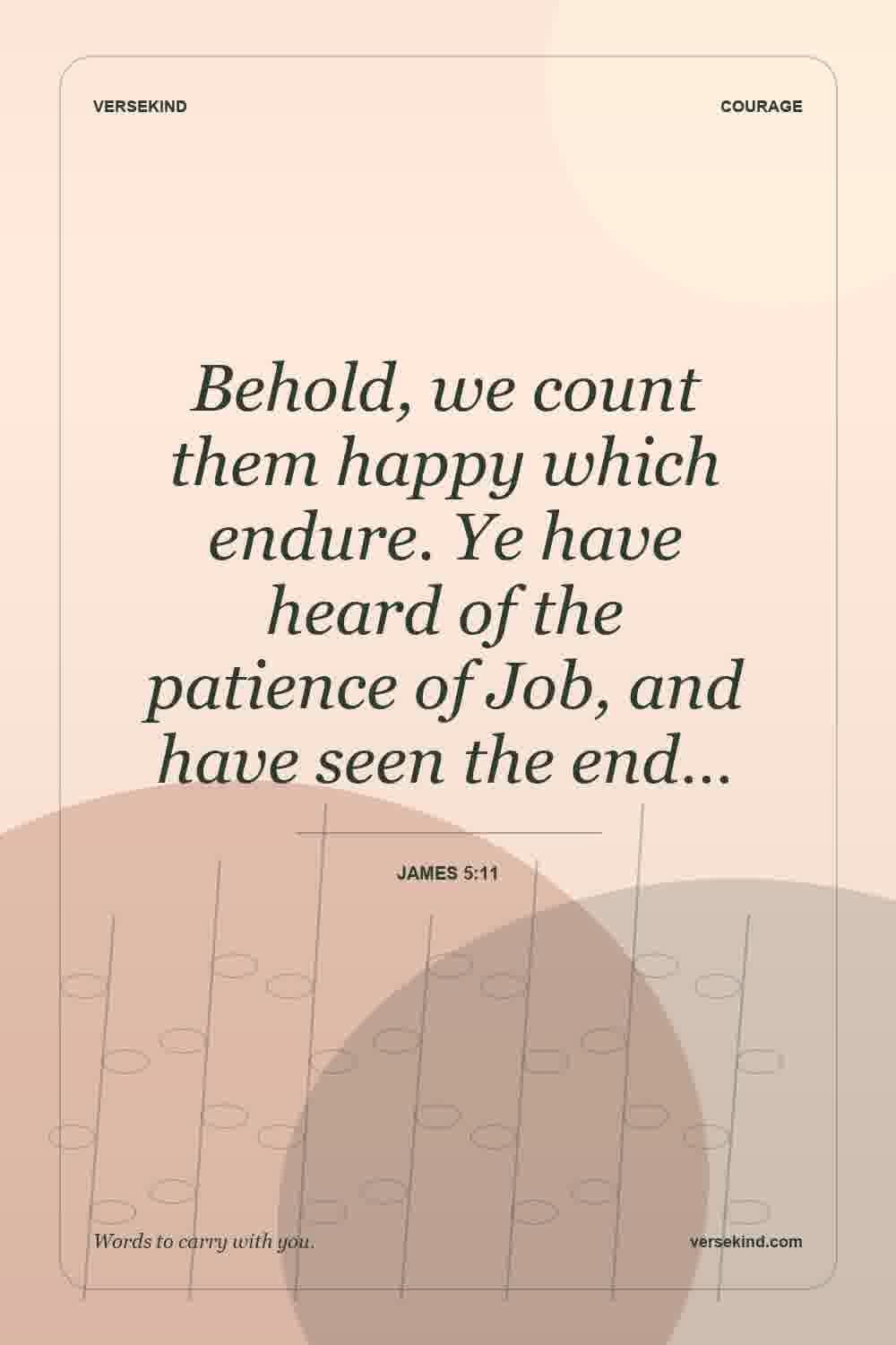 Behold, we count them happy which endure. Ye have heard of the patience of Job, and have seen the end… — James 5:11