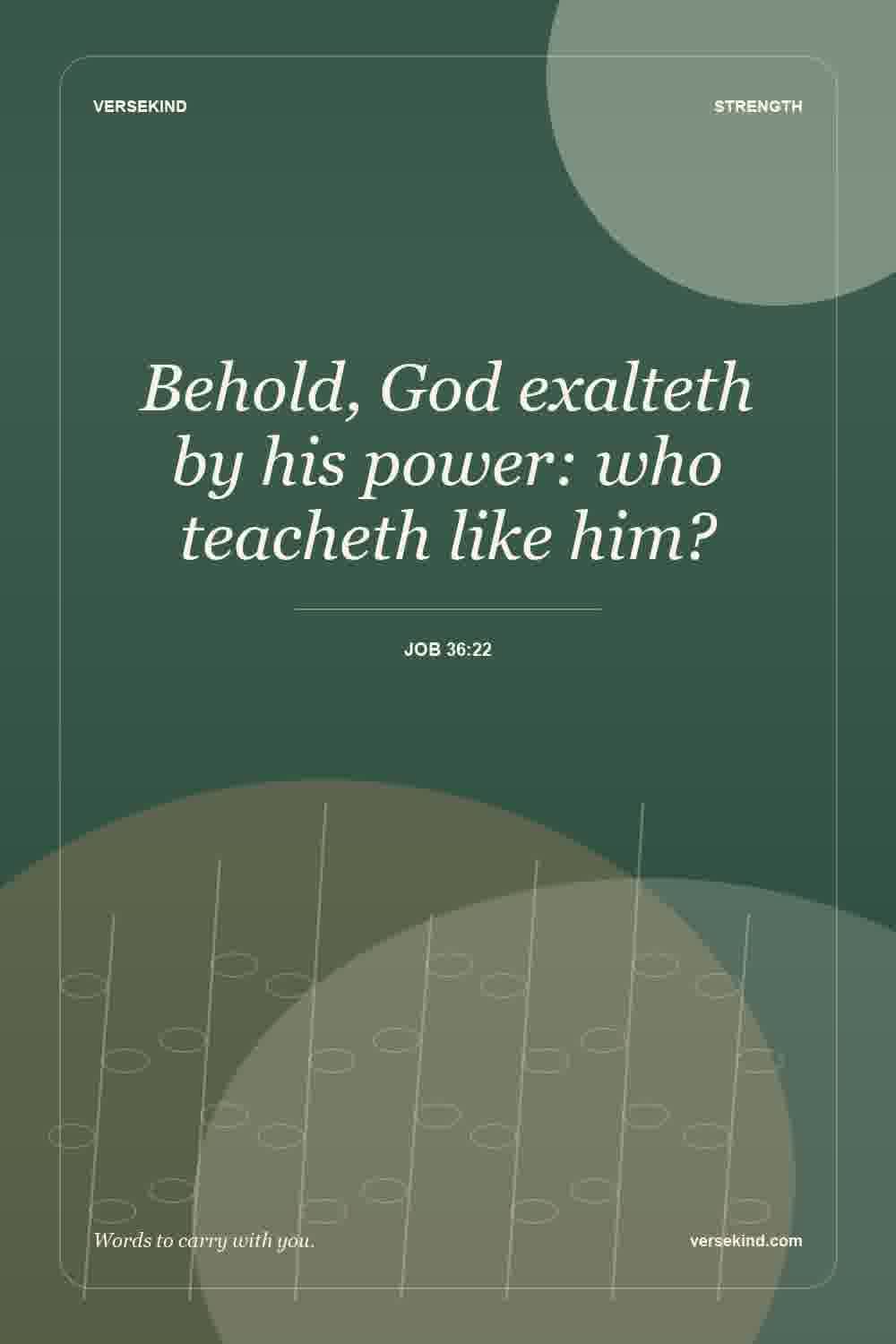 Behold, God exalteth by his power: who teacheth like him? — Job 36:22