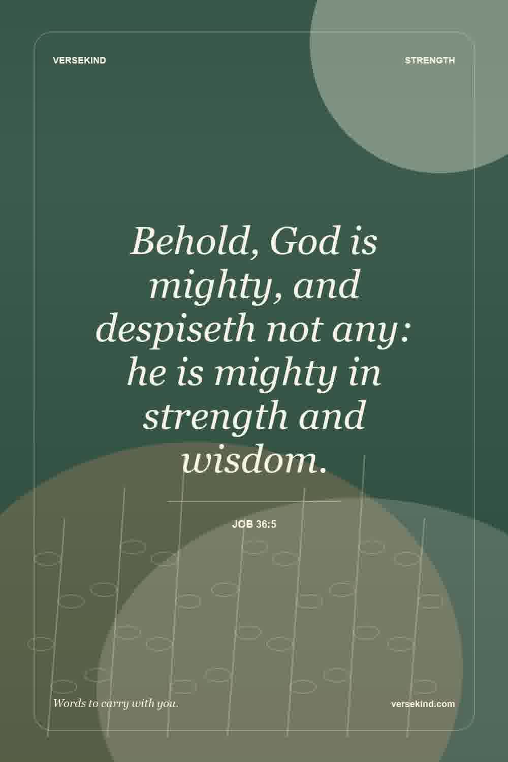 Behold, God is mighty, and despiseth not any: he is mighty in strength and wisdom. — Job 36:5
