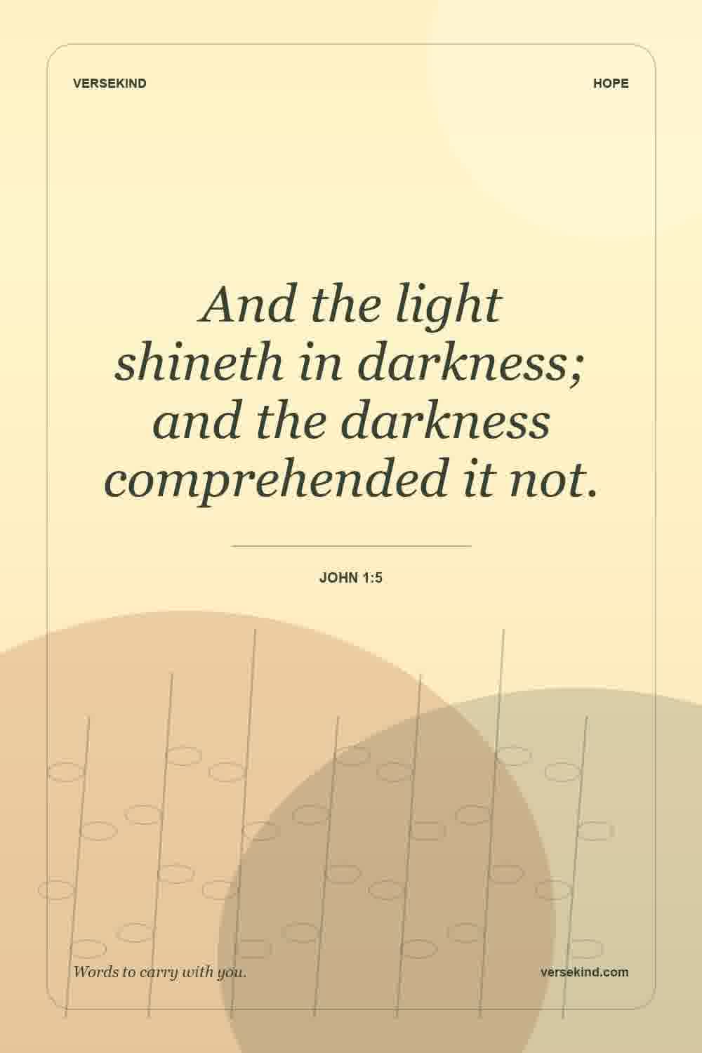 And the light shineth in darkness; and the darkness comprehended it not. — John 1:5